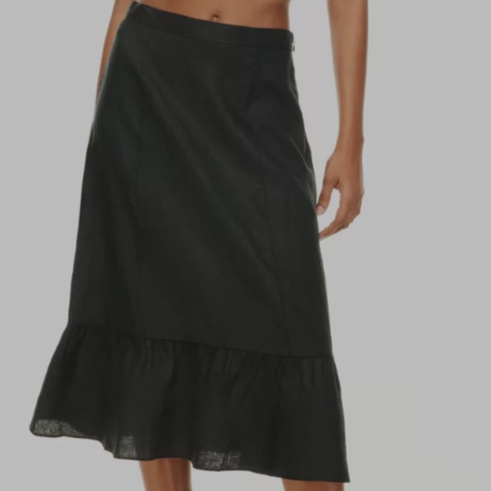Aritzia Wilfred Chariot High-Waisted Black Linen Midi Skirt NWT - Picture 2 of 12